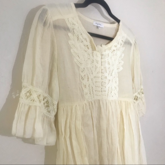 Mystree Off White Babydoll Peasant Blouse Size M - Picture 2 of 8
